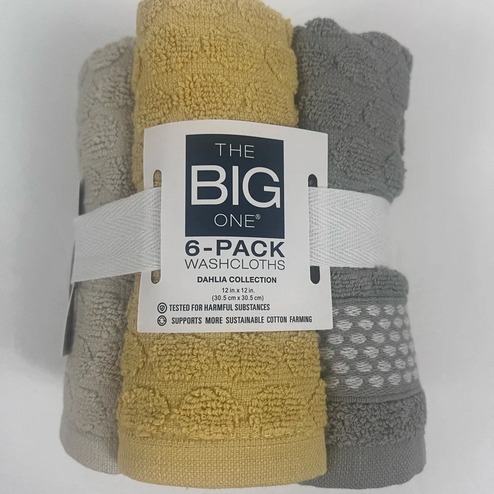 The big one 6 pk Dahlia Collection washcloths